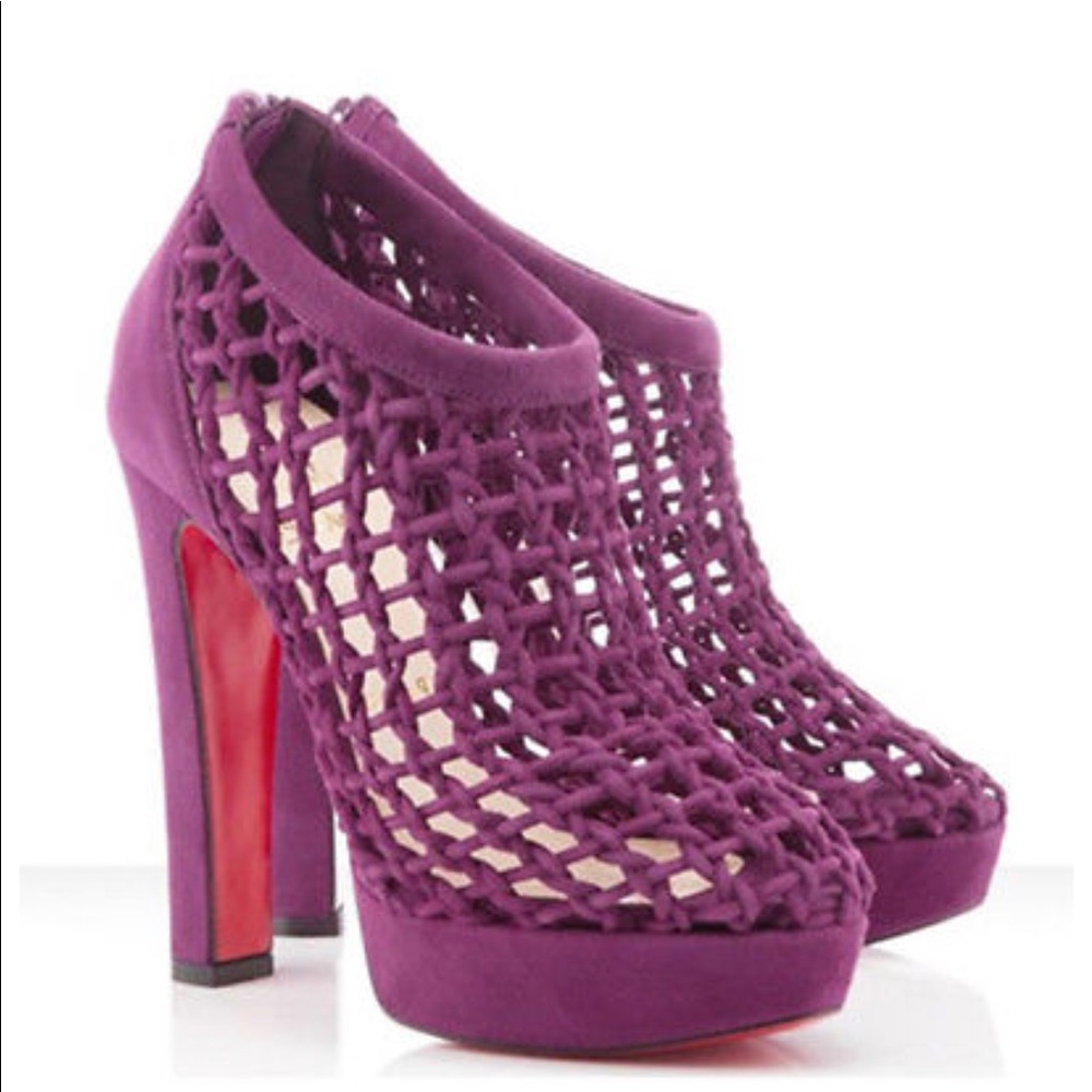Christian Louboutin Purple Suede Caged Booties